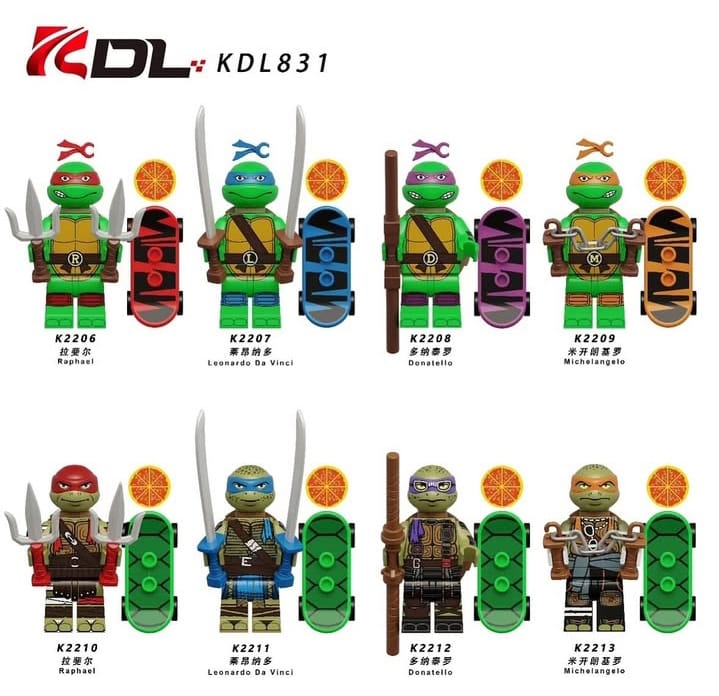Tinage Mutant Ninja Turtles Set (8 minifigure)
